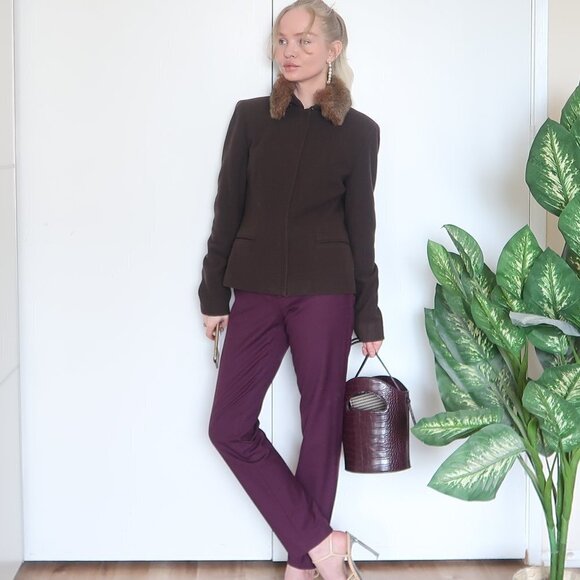 Jones New York Wool Coat / Jacket w Fur Collar - Picture 3 of 9